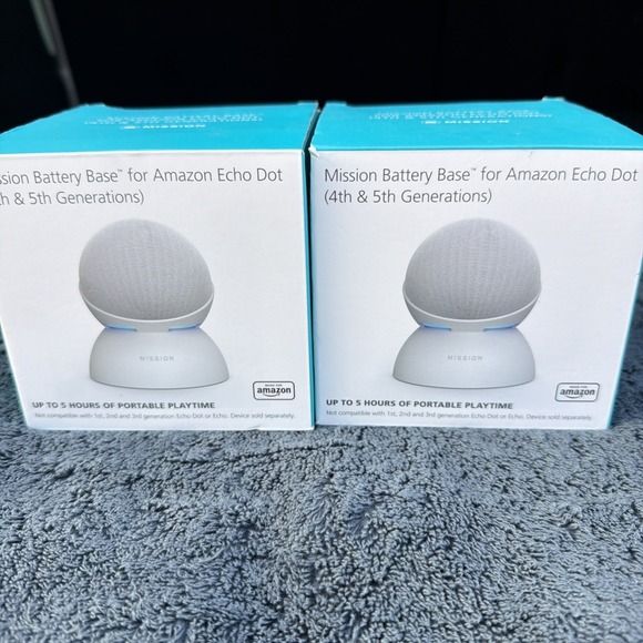 Mission Cables Other - Made for Amazon Battery Base for Echo Dot (5th Gen) White 2-Pack